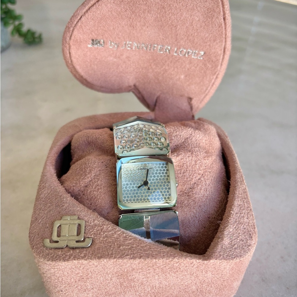 Jennifer Lopez Silver Watch with Crystal Accents
